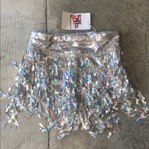 Elsie & Fred Silver Sequin Shorts